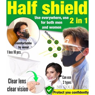 Half Shield 2 in 1 หน้ากากเลนส์ ใสกันฝุ่น กันโรคกันน้ำลาย