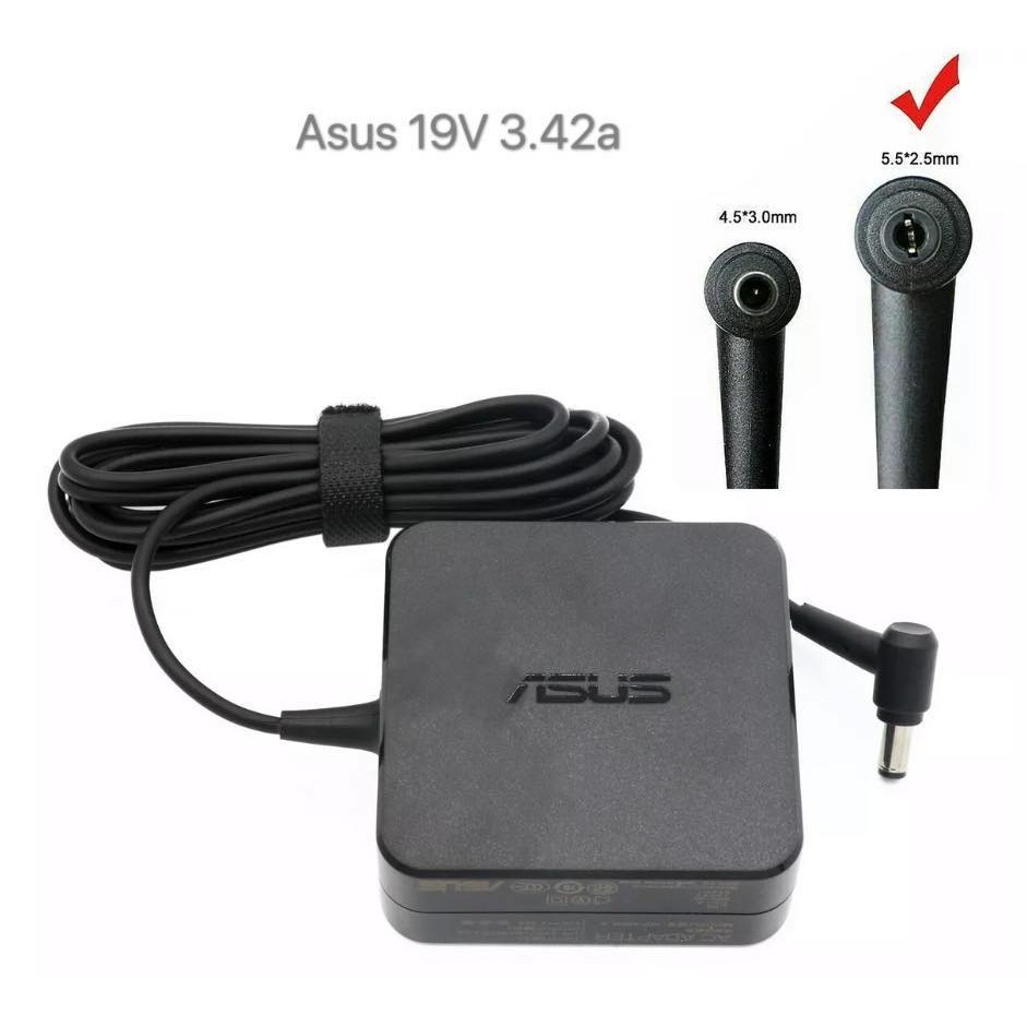 แล็ปท็อปชาร์จ 19V 3.42a(5.5 มม.x 2.5 มม.) สําหรับ asus A42F A450C X450C K555L X550L K43E ADP-65DW B 