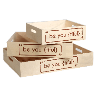 โปรโมชั่น : FASTTECT กล่องเก็บของ ขอบเตี้ย "be you {tiful}" - กล่องไม้ กล่องใส่ของ ลังใส่ของ ลังไม้