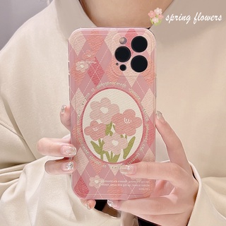 เคสโทรศัพท์มือถือ แบบนิ่ม ลายตารางหมากรุก สีชมพู สําหรับ Apple Iphone 11 13promax 12 11 xr 8p XS