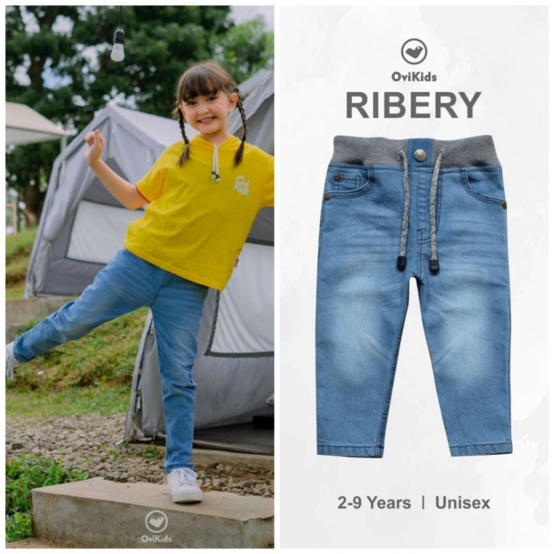 OVIKIDS RIBERY JEANS, UNISEX KIDS JEANS, GIRLS JEANS, RIB WAIST JEANS