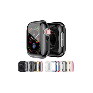 เคส TPU พร้อมฟิล์มกันรอยหน้าจอ สําหรับนาฬิกา Apple Watch series 5 4 3 2 1 โรสโกลด์ 38 มม.