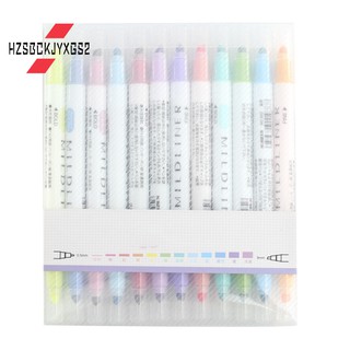 12 Pcs/Set Japanese Stationery Zebra Mild Liner Double Headed Fluorescent Marker