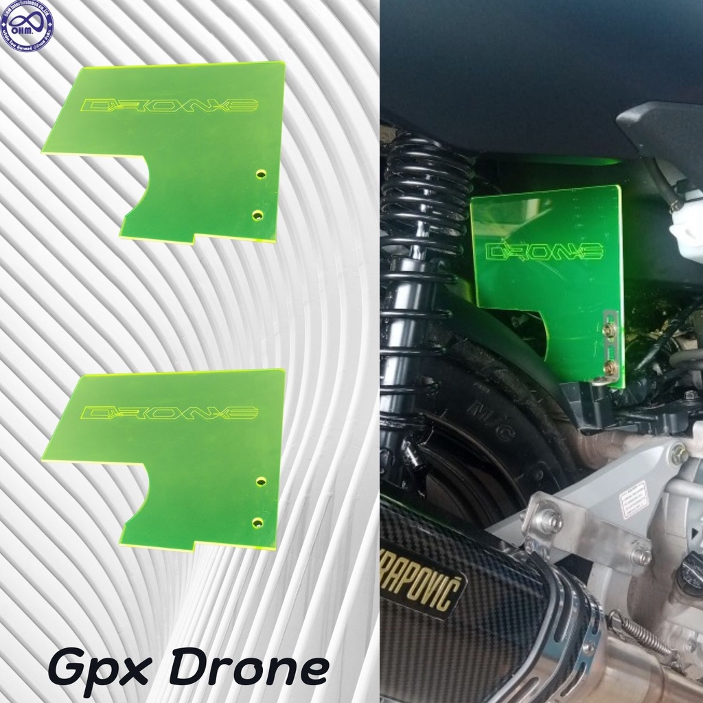 GPX Drone แผ่นกันดีดกันโคลน สีเขียวใส กันดีดอะคิลิคแท้ แต่ง รถซิ่ง GPX DRONE