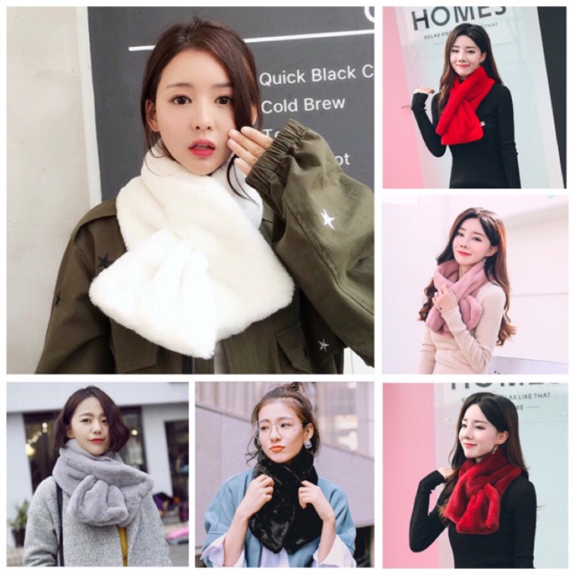 พร้อมส่ง ผ้าพันคอ ผ้าพันคอกันหนาว ขนนุ่ม ขนาด 12*90 cm
