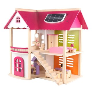 ของเล่นบ้านตุ๊กตาไม้ PINK DOLL HOUSE ของเล่นบ้านตุ๊กตา บ้านตุ๊กตาไม้ บ้านของเล่นไม้ --สินค้าพร้อมส่ง--