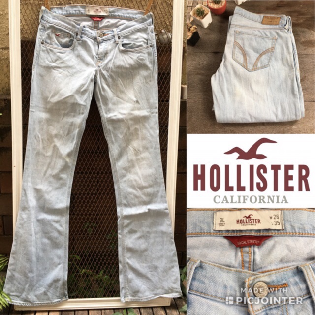 Stretch เอวต่ำ Hollister Cal sz พร้อมส่ง 26 กางเกงยีนส์ แบรนด์แท้ มือสอง So 2sis1bro Jeans