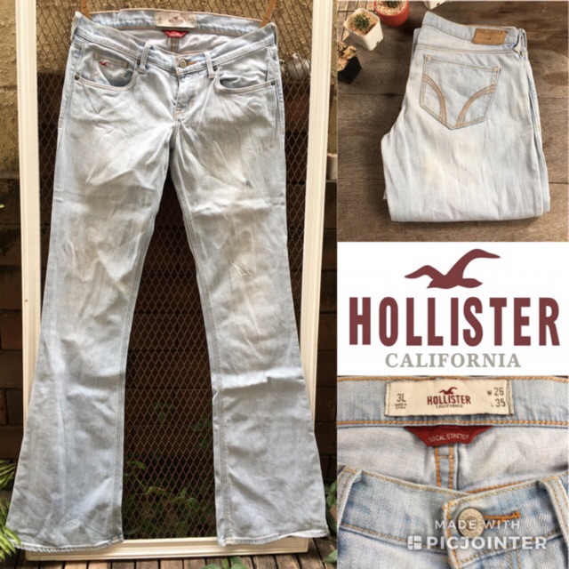 มือสอง 2sis1bro So กางเกงยีนส์ พร้อมส่ง แบรนด์แท้ Jeans sz Cal 26 Hollister Stretch เอวต่ำ