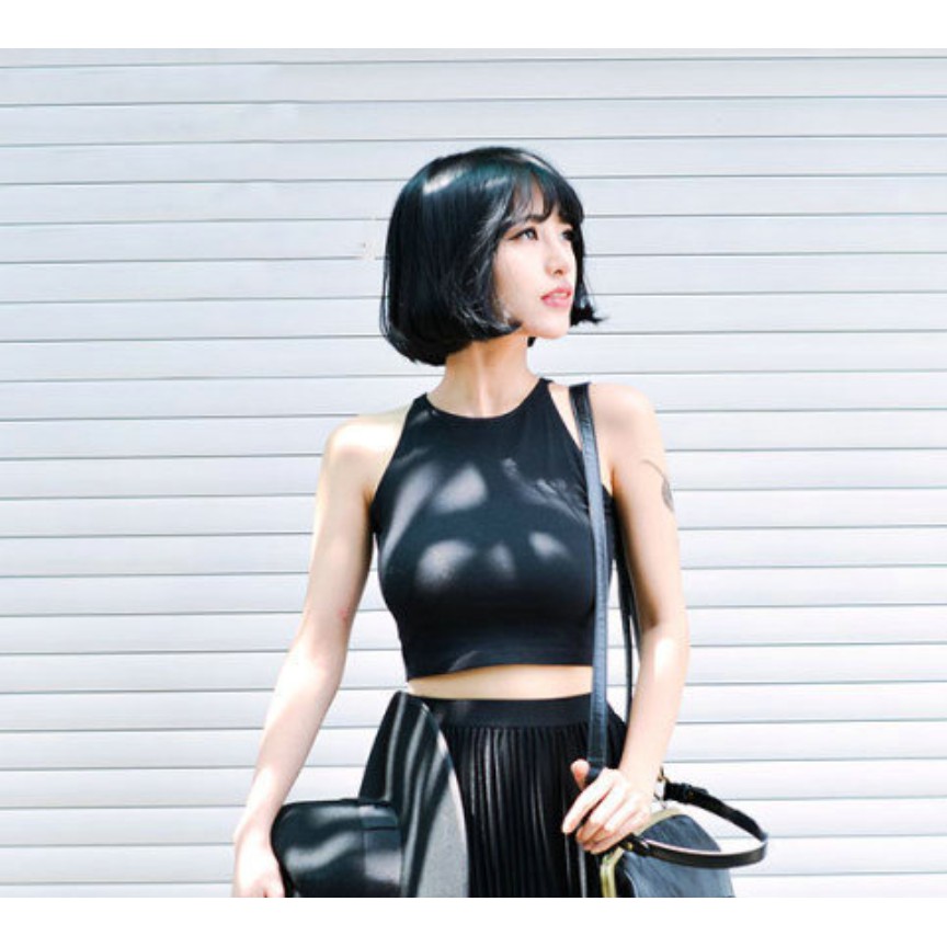 ถูกมาก❗️เสื้อครอป  แขนกุด   ครอปเอวลอย