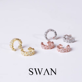 SWAN - Olivia Rosegold Ear Cuff ต่างหูเงินแท้ ต่างหูหนีบ ไม่ต้องเจาะ ฝังเพชรคิวบิกเซอร์โคเนีย cubic zirconia