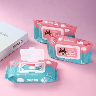 LE- ทิชชู่เปียกBaby Wipes ผ้านุ่มชุ่มชื่น มี 80 แผ่น ทำความสะอาดได้ดี /L0297