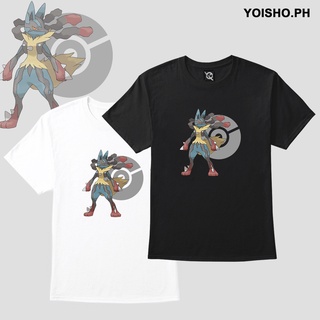 เสื้อขาว Pokemon T-Shirt - Mega Lucarioเสื้อยืด