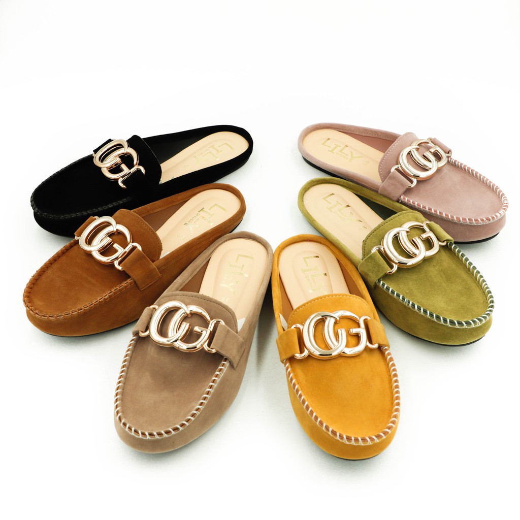 Size 36-40 รองเท้าคัทชู เปิดส้น แบบอะไหล่ CG หนังกำมะหยี่ Lily Shoes [ใส่โค้ด DEC50SC รับส่วนลด 50 บาท]