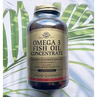 โอเมก้า3 Omega 3 Fish Oil Concentrate 240 Softgels (Solgar®) น้ำมันปลา Omega-3