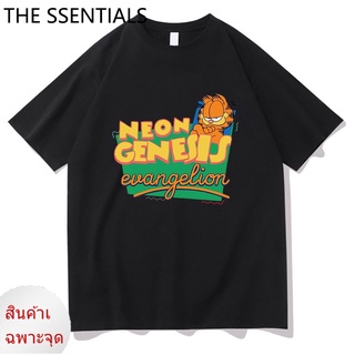 【hot tshirts】เสื้อยืด พิมพ์ลายกราฟิกการ์ตูนอนิเมะ Evangelion Neons Genesis Evangelion สําหรับผู้ชาย2022