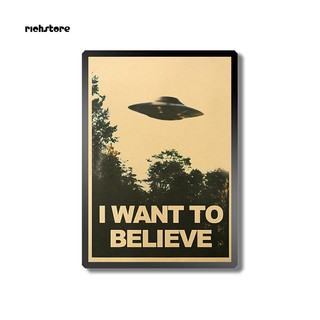 RichS_50.5x35cm I Want To Believe Vintage UFO Painting Poster Wall Sticker Home Decor