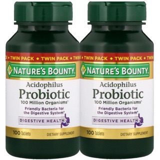 💥แพ๊คคู่💥Natures Bounty, Acidophilus Probiotic, Twin Pack, 100 Tablets Each