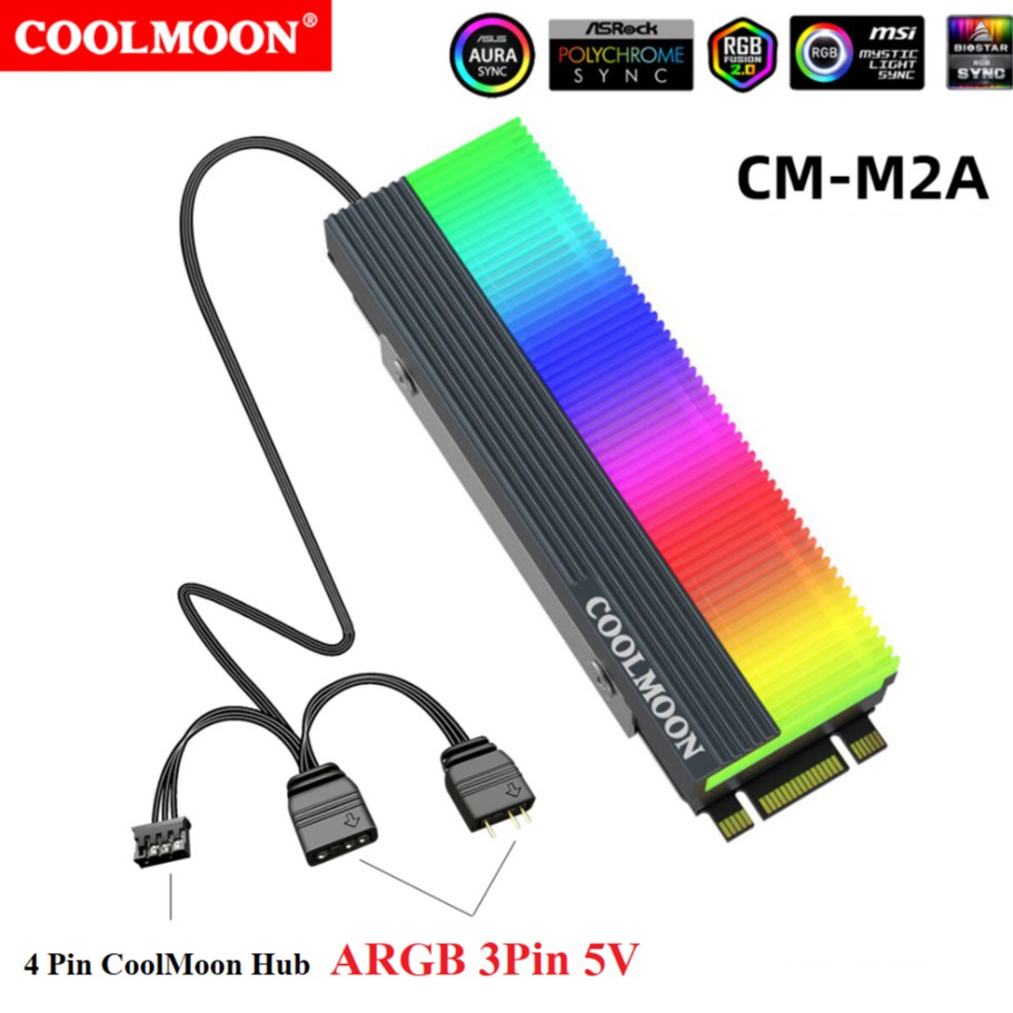 HeatSink SSD M.2 2280 ARGB 3pin 5V Coolmoon CM-M2A