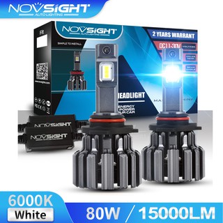 Novsight ชุดแปลงไฟหน้า สำหรับรถยนต์ HB2 HB3 HB4 9003 F03 9005 9006 H11 H7 H4 80W 15000LM A Pair