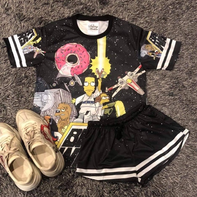 เซทเสื้อยืด & กางเกงขาสั้นลายBlack simsons