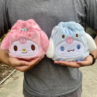 🎒กระเป๋าหูรูดลายการ์ตูน‼️ขนปุย‼️ “ไซท์กลาง-ใหญ่” ภูติฝุ่น/มายเมโลดี้/ชินามอนโรล ผ้านุ่ม คุณภาพเยี่ยม👍🏻