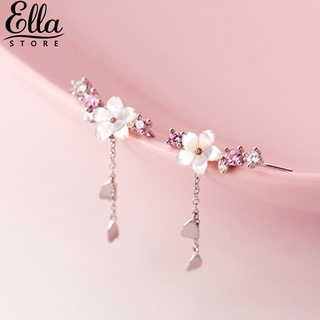 Ellastore123 ต่างหูตะขอโลหะลายดอกไม้สําหรับงานวันหยุด