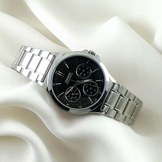 นาฬิกาข้อมือผู้หญิง Casio watch รุ่น LTP-V300D-1A สายแสตนเลสหน้าปัดสีดำ สวยหรู รับประกันสินค้า 1 ปีเต็ม