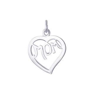 SILVER THAI  Mom heart pendant silver จี้รูปหัวใจตรงกลางสลักคำว่าแม่เงินแท้925