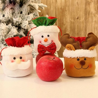 กระเป๋าเก็บขนมพิมพ์ลายซานตาคลอส Snowman Elk สําหรับตกแต่งวันคริสมาสต์