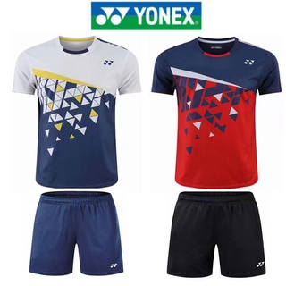 Yonex เสื้อผ้าแบดมินตัน ผู้ชายและผู้หญิง แขนสั้น แข่งขัน ชุดกีฬา ระบายอากาศ แห้งเร็ว เสื้อปิงปอง