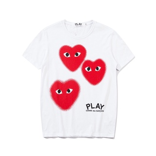 เสื้อยืดแขนสั้น ผ้าฝ้าย พิมพ์ลาย Cdg PLAY แฟชั่นฤดูร้อน สําหรับผู้ชาย และผู้หญิงS-5XL