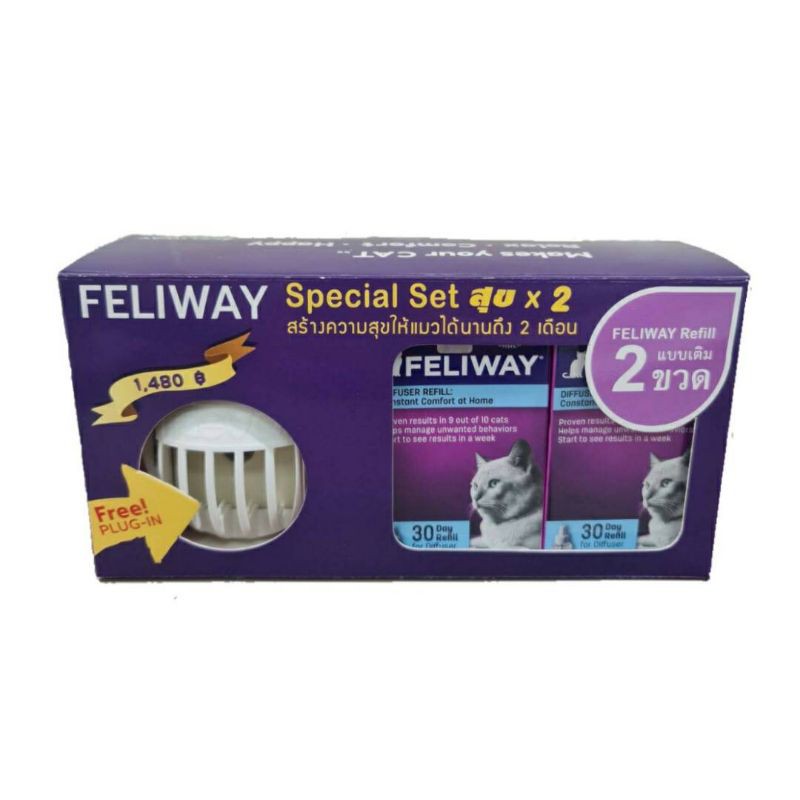 Feliway Special Set สุข x 2 ฟีโรโมนสังเคราะห์​ ชนิดปลั๊กเสียบ​ สำหรับแมว ลดอารมณ์ก้าวร้าว​​ ลดเครียด ผ่อนคลาย