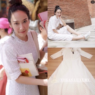 Maxi Dress ผ้าลูกไม้cotton ฉลุลาย