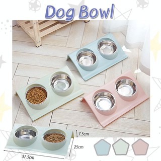 ชามอาหารคู่ ยกสูง 37.5x25x7.5cm Dog Bowl พุดเดิ้ล ปอม ชิวาวา บีเกิ้ล คอร์กี้ ปั๊ก โกลเด้น ไซบีเรียน ชามหมา ชามอาหารหมา