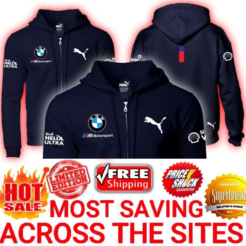 !!! Zipper Hoodie JACKET / Super PREMIUM: BMW Motorsports F1 Racing Team LOGO Racer Mens PM Casual L