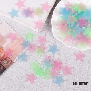 &lt;Eruditer&gt; สติกเกอร์พลาสติกเรืองแสงในที่มืด ลายดาว 3D สําหรับติดตกแต่งผนังบ้าน 100 ชิ้น