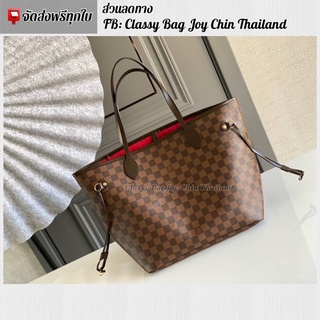 [งาน ออ ริ เทพ]🔥ช้อปปิ้ง Neverfull LV สีน้ำตาลลายตาราง 31x28x14cm.🔥ภาพถ่ายงานจริง