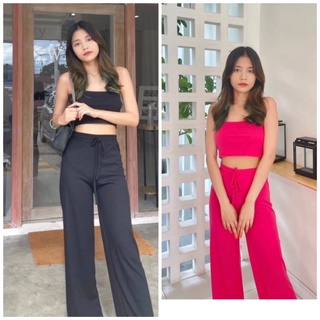 🌶set สุดแซ่บ เกาะอก+กางเกงขายาวเอวสูงทรงกระบอก เริ่ดๆ