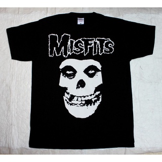 [S-5XL]เสื้อยืดแขนสั้นลําลอง คอกลม แบบนิ่ม พิมพ์ลาย The Misfits Skull Psychobilly Horror Punk Goth สวมใส่สบาย พลัสไซซ์ ส