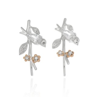 Aevari Garden Bird Earrings Sterling Silver 925 Rhodium Plated ต่างหู ต่างหูเงินแท้ ต่างหูรูปนก เงินแท้925