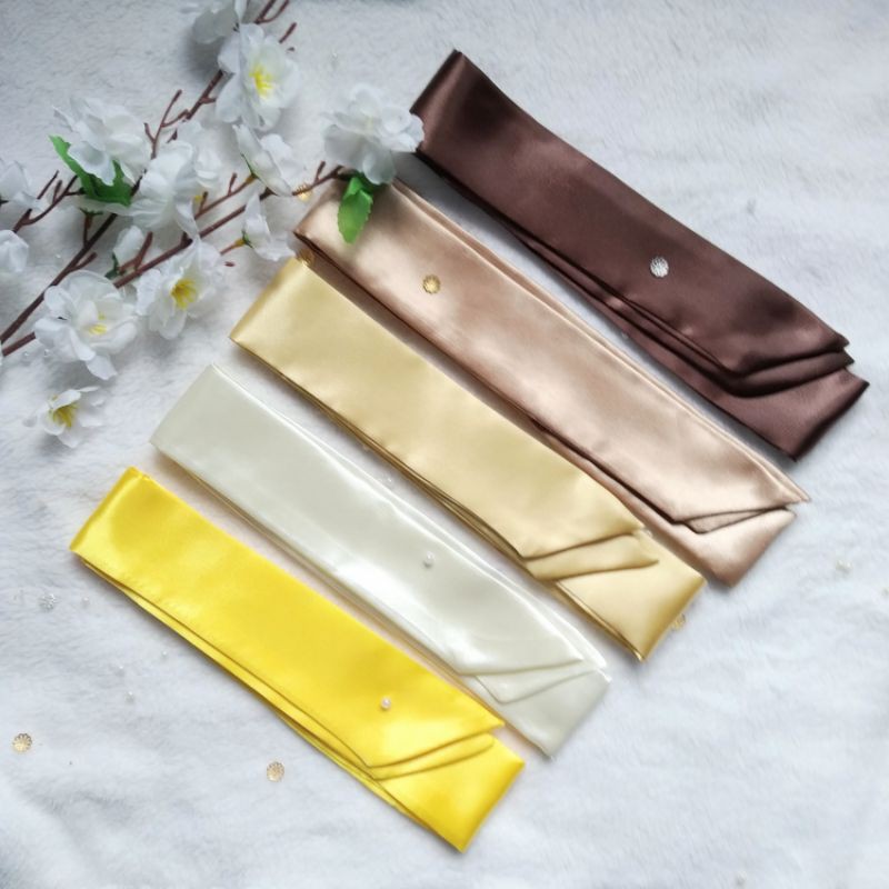 โบว์ผูกผม ผูกกระเป๋า สีพื้น เนื้อผ้าซาติน โทนสีกาแฟ กว้าง 5 ซม. ยาว 95-100 ซม.