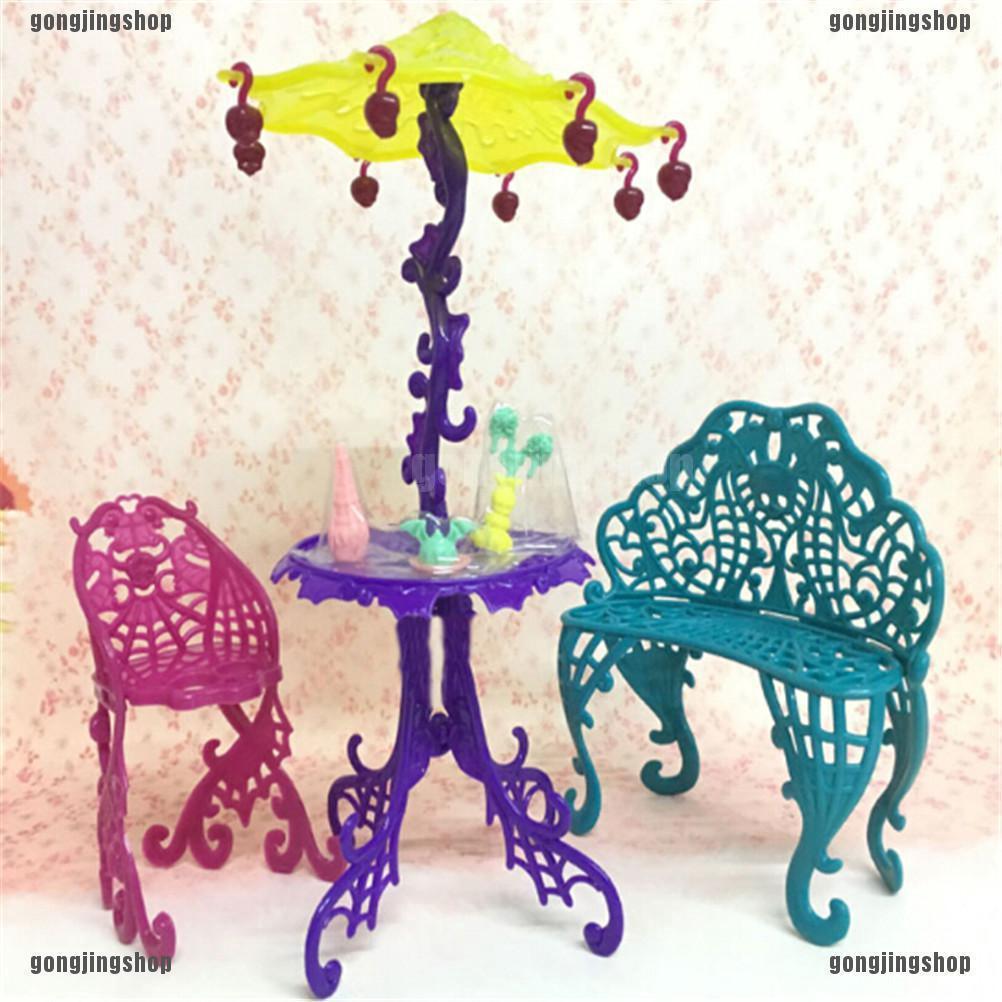 GONGJINGSHOP Amusement Bar Couch Chairs Table Dessert Umbrella Kid Toy Dolls House Furniture