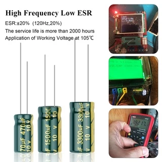 ตัวเก็บประจุอลูมิเนียมไฟฟ้า 10V 470UF 680UF 1000UF 1500UF 3300UF ความถี่สูง ESR ความต้านทานต่ํา