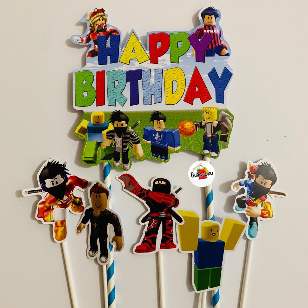 Ro blox Blue Birthday Cake Topper / ตกแต่งเค้กวันเกิด