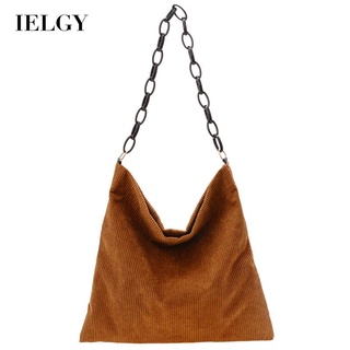 IELGY Corduroy Urban Simple Shoulder Bag Fashion Chain