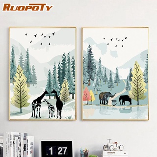 Ruopoty ภาพจิตรกรรมบนผ้าใบ อะคริลิค ตามตัวเลข ลายป่า ขนาด 40x50 ซม. พร้อมกรอบ สําหรับตกแต่งบ้าน DIY