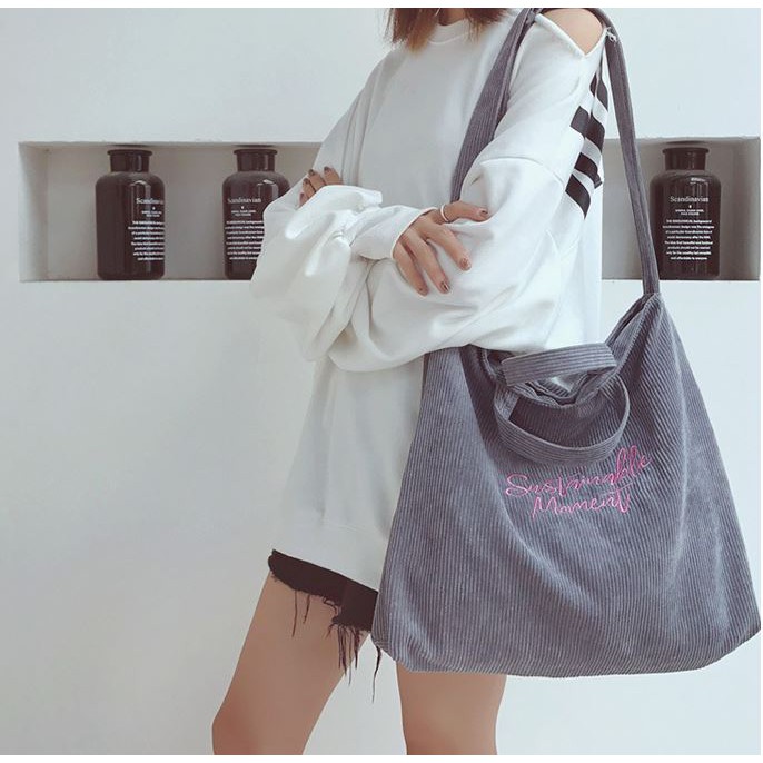 SM กระเป๋าผ้า รุ่น CVW-L6526 (C4-045) WSB พร้อมหูหิ้วและสายสะพาย จากร้าน Smart Choices