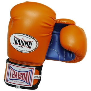 Thaismai - นวมชกมวย นวมซ้อมมวย นวมต่อยมวย นวม หนังเทียม รุ่น BG124 สี ส้ม/น้ำเงิน-Boxing Gloves BG124 PU Orange/Blue