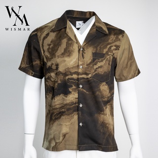 เสื้อเชิ้ตฮาวายแขนสั้น ลายหินอ่อน(มิสทีคบราวน์) : Hawaii Mystique Brown Marble Shirt  Short-sleeved