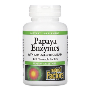 Natural Factors Papaya Enzymes with Amylase &amp; Bromelin 120 Chewable Tablets